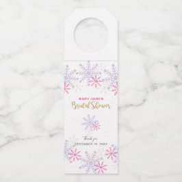 Colgador Para Botellas Boda de invierno maravilloso Pink Snowflake 