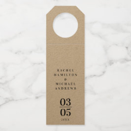 Colgador Para Botellas Boda de Kraft Paper Modern Simpel