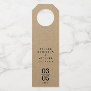 Colgador Para Botellas Boda de Kraft Paper Modern Simpel