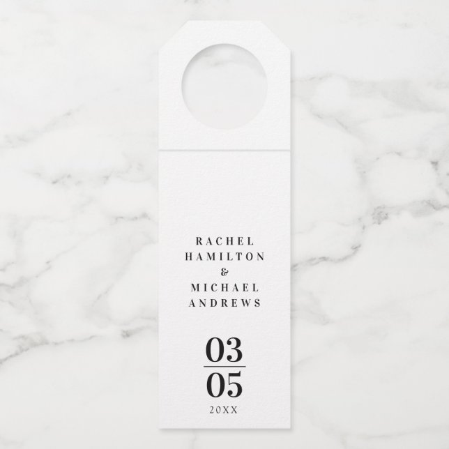 Colgador Para Botellas Boda de Kraft Paper Modern Simpel (Anverso)