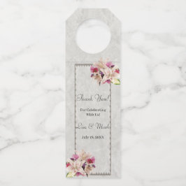 Colgador Para Botellas Boda de Mármol Floral Lirio Blanco Botellas Hanger