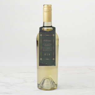 Colgador Para Botellas Boda de oro de Esmeralda Celeste