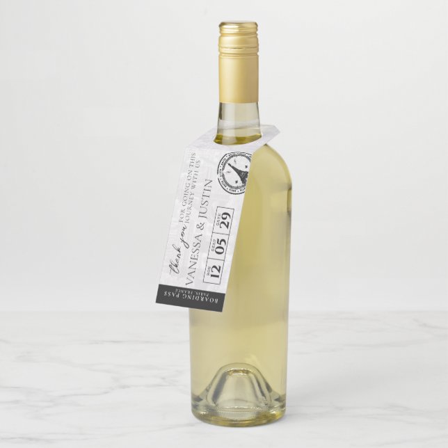 Colgador Para Botellas Boda de París: tarjeta de embarque (En perspectiva)