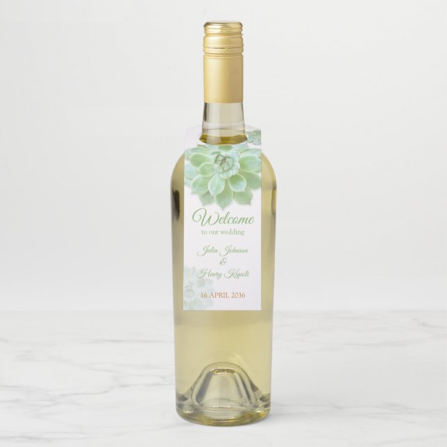 Colgador Para Botellas Boda de Suculentas Hermosas de Salvia (En botella)