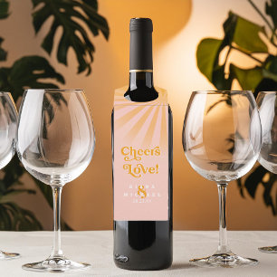 Colgador Para Botellas Boda de tipografía sunshine Cheers Pink ID1048