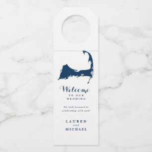 Colgador Para Botellas Boda del corazón de oro de la Marina Blue Dennis C