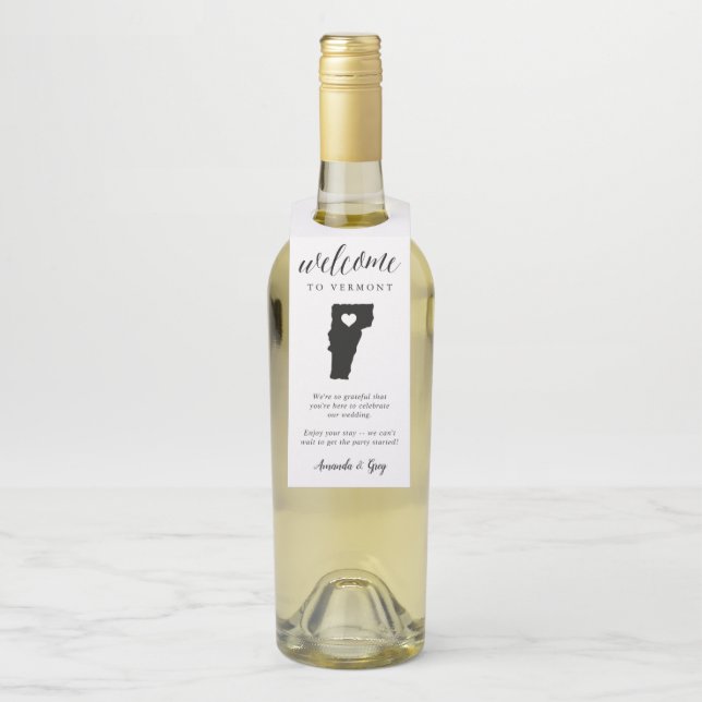 Colgador Para Botellas Boda estatal de Vermont Bienvenida Favor (En botella)