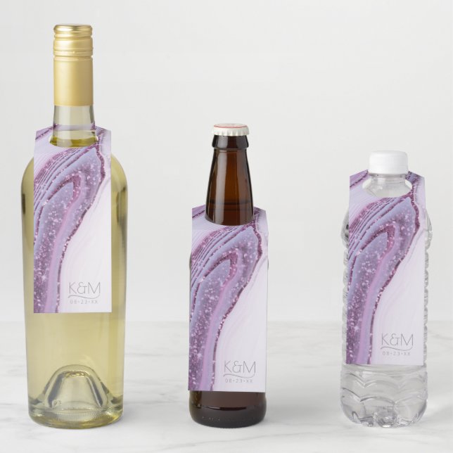 Colgador Para Botellas Boda Estratos Brillantes Abstractos Lila ID903 (In situ)