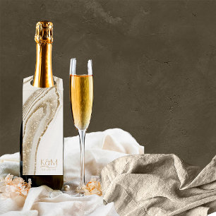 Colgador Para Botellas Boda Estratos de Brillo Abstracto Marfil ID903