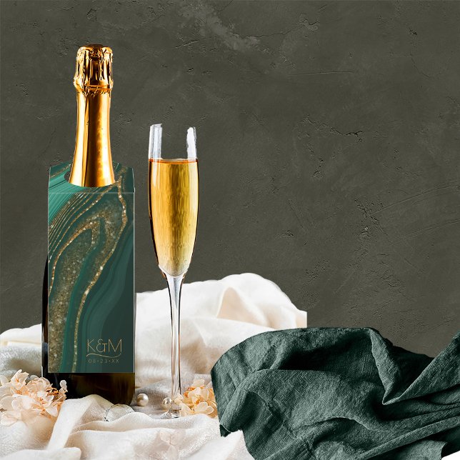 Colgador Para Botellas Boda Estratos de Brillo Abstracto Verde2 ID903 (Wine Bottle In Situ)