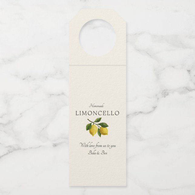 Colgador Para Botellas Boda Evento Limoncello Amarillo Crema Moderno (Anverso)