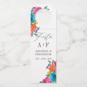 Colgador Para Botellas Boda Fiesta Floral Acuarela