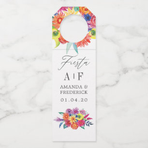 Colgador Para Botellas Boda Fiesta Floral Acuarela