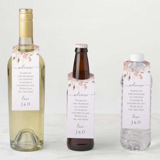 Colgador Para Botellas Boda floral acuarela seca boho (In situ)