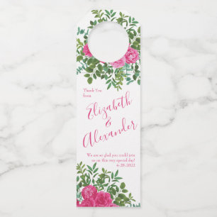 Colgador Para Botellas Boda floral rosa brillante