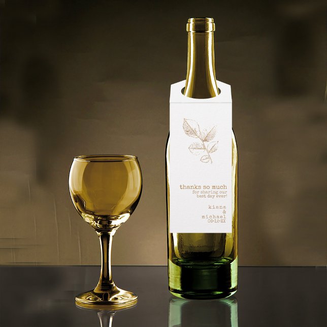 Colgador Para Botellas Boda Golden Leaf ID655 (Wine Bottle In Situ)