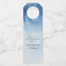 Colgador Para Botellas Boda náutica azul. Agradecimiento de acuarela nava
