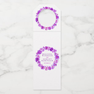 Colgador Para Botellas Boda pensamiento púrpura acuarela personalizada