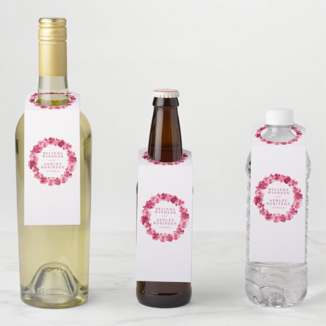 Colgador Para Botellas Boda pensamiento rojo acuarela personalizado (In situ)