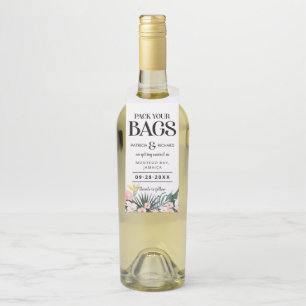 Colgador Para Botellas Boda tropical de destino Guardar la fecha