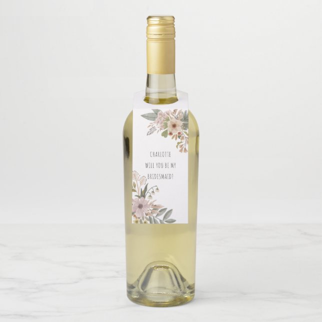Colgador Para Botellas Boho Floral serás mi dama de honor (En botella)