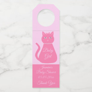 Colgador Para Botellas Bonito Niña Rosa Personalizado Gato Baby Shower