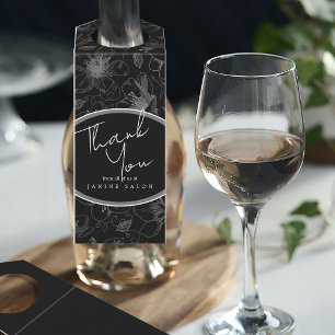 Colgador Para Botellas Bosquejo Floral Esquema Gracias Gris/Blk ID939