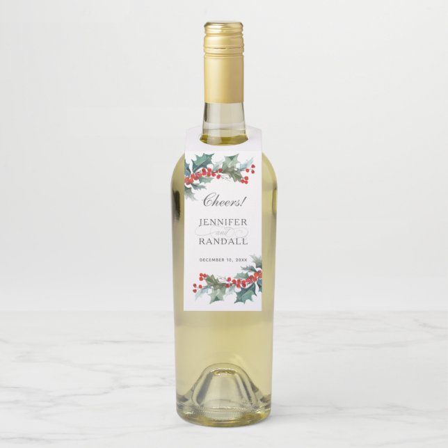 Colgador Para Botellas Botánico de Acuarela de Verdor Navideño (En botella)