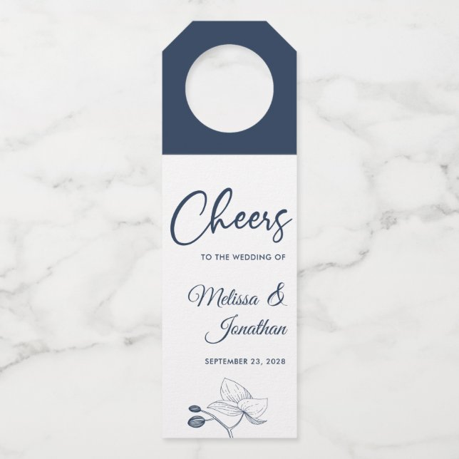 Colgador Para Botellas Brindis por la boda orquídeas delicadas personaliz (Anverso)