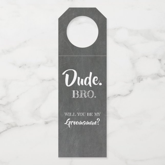 Colgador Para Botellas Bro Amigo - Funny Groomsmen Propuesta (Anverso)
