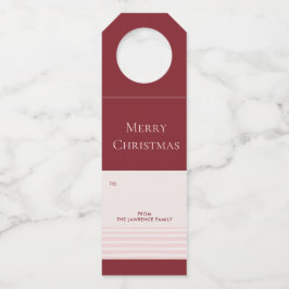 Colgador Para Botellas Burgundy Rubor Stripe Merry Christmas Holiday Gift