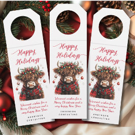 Colgador Para Botellas Business Happy Holidays Cute Festive Highland Cow
