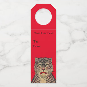 Colgador Para Botellas Cabeza de Tigre Rayas Negras Cara Feroz Rojo Vibra