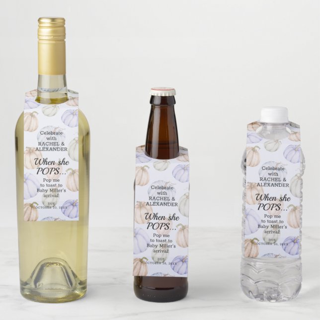 Colgador Para Botellas Calabaza Azul Bebe Shower Pop It (In situ)