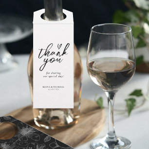 Colgador Para Botellas Caligrafía de amor Gracias Floral Black B&W ID940
