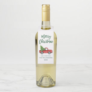 Colgador Para Botellas Camioneta Vintage de Navidad con Letra de Pincel V