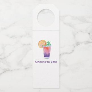 Colgador Para Botellas Celebración de Bebida Tropical con Acuarela Elegan