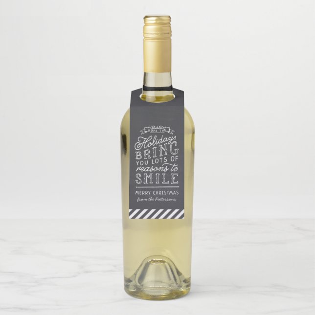 Colgador Para Botellas Chalkboard Lettering Navidades personalizados rega (En botella)