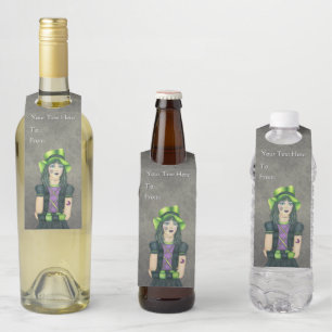Colgador Para Botellas Chica Gótica Genial Sombrero Verde Tatuajes Guante