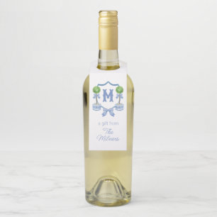 Colgador Para Botellas Chinoiserie Acuarela Arco Topiaria Monograma Escud