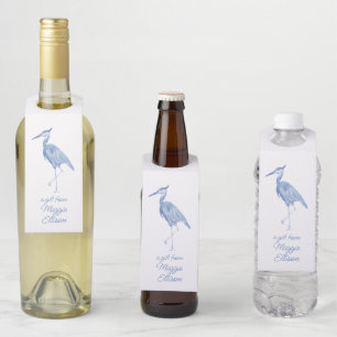Colgador Para Botellas Chinoiserie Watercolor Blue Heron Bird