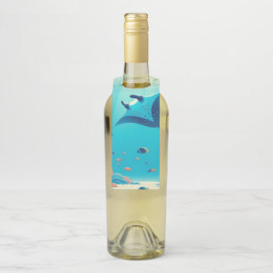 Colgador Para Botellas Clásico, arte costero de mantarraya