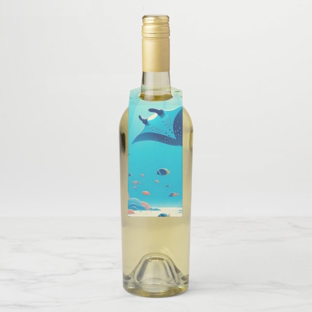 Colgador Para Botellas Clásico, arte costero de mantarraya (En botella)