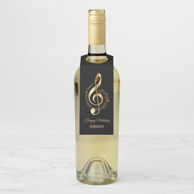 Colgador Para Botellas Clef dorado monogramado (En botella)