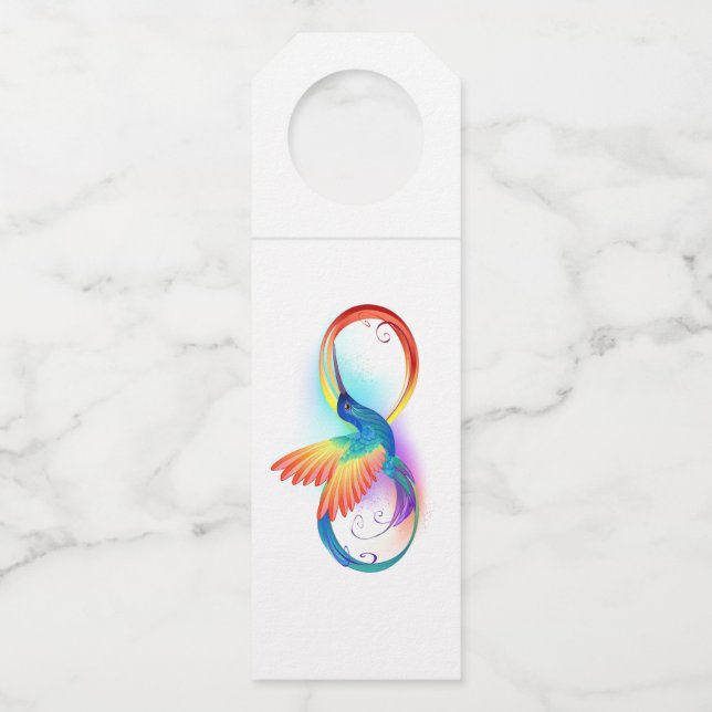 Colgador Para Botellas Colibrí arcoiris con símbolo Infinity (Anverso)