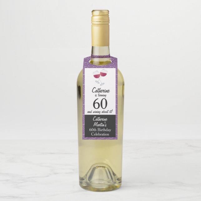 Colgador Para Botellas Copas de Vino Tinto | Cumpleaños 60 (En botella)