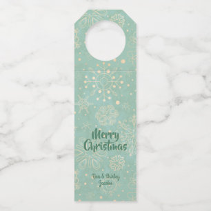 Colgador Para Botellas Copo de Nieve Antiguo en Verde Menta Fiesta de Nav