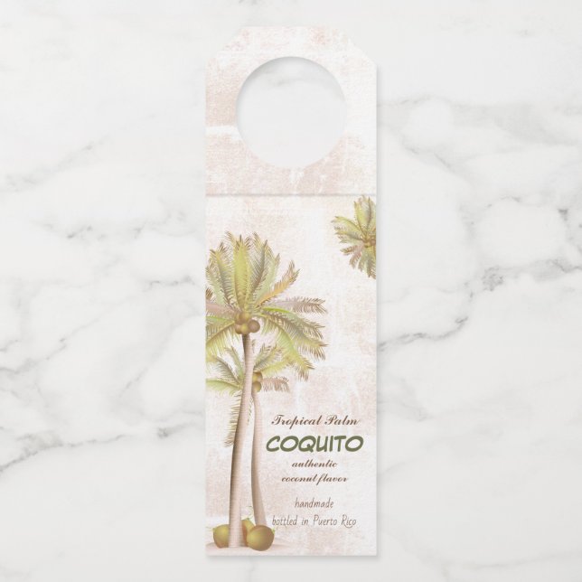 Colgador Para Botellas Coquito Palma Tropical de Coco (Anverso)