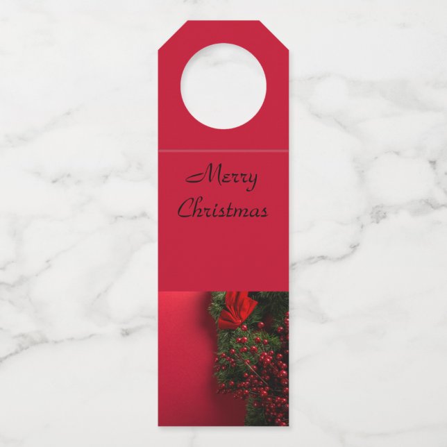 Colgador Para Botellas corona de Navidad con bayas rojas    (Anverso)