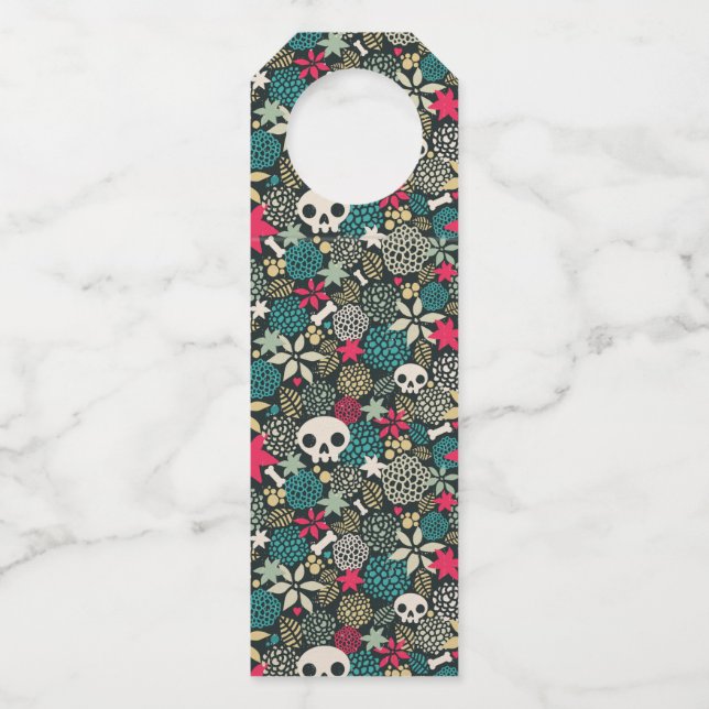Colgador Para Botellas Cráneo de flores (Anverso)